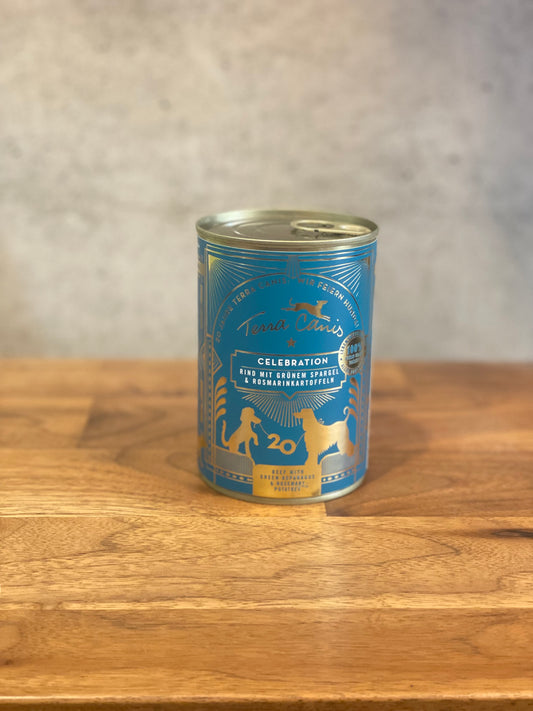 !テラカニス20周年記念缶 ビーフグリーンアスパラガスとローズマリーとポテトを添えて(マグネットプレゼント付き)