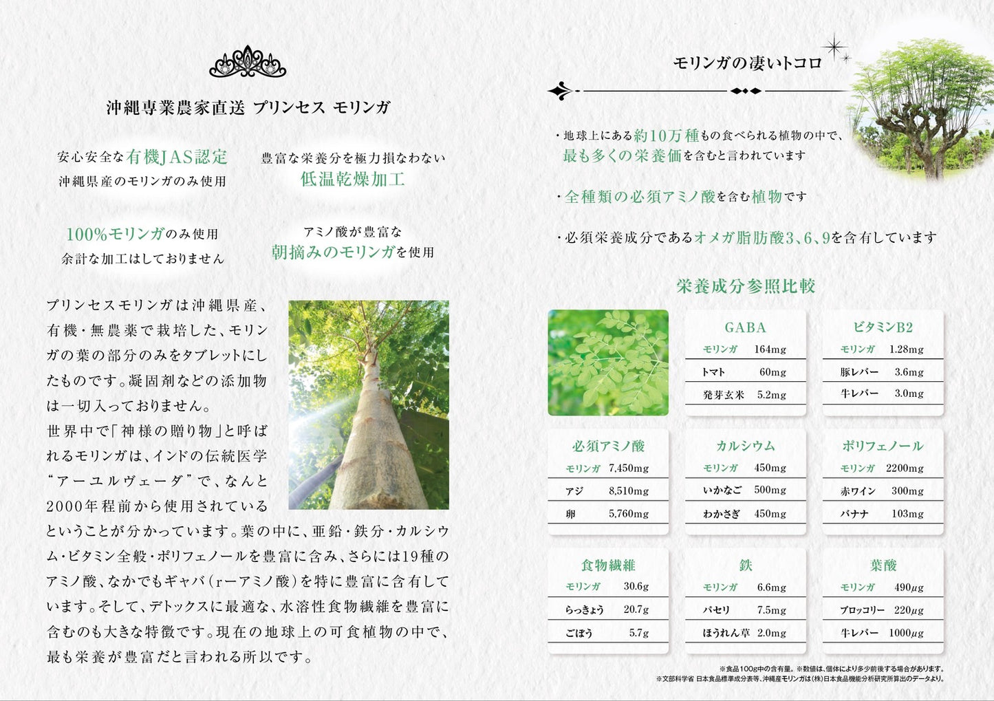 プリンセスモリンガ　スーパーフードで様々な栄養補填に！